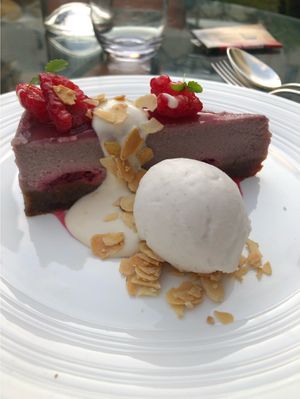 Raw raspberry cheesecake at The Garden Room in Dublin