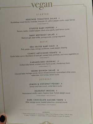Menu at 10 Fleet Street in Dublin