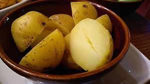 Unglazed potatoes at The White Lion Hotel in Ambleside