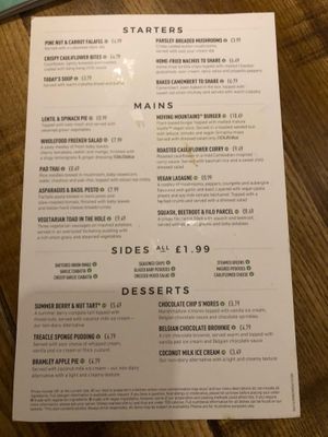 Vegetarian & Vegan menu at The Woodman in Ashtead