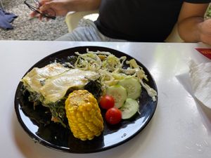 The vegetarian lasagna enjoyed by my partner at Casa in Faial