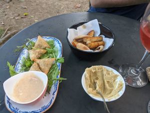 samosas and cornbread & hummus at Casa in Faial