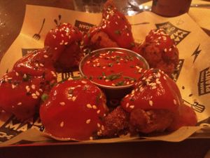Our favorites: cauliflower wings! at Mad Mad Vegan - Chueca in Madrid