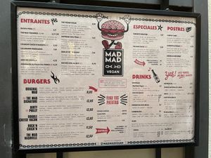 Menu  at Mad Mad Vegan - Chueca in Madrid