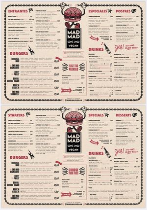 Menu  at Mad Mad Vegan - Chueca in Madrid