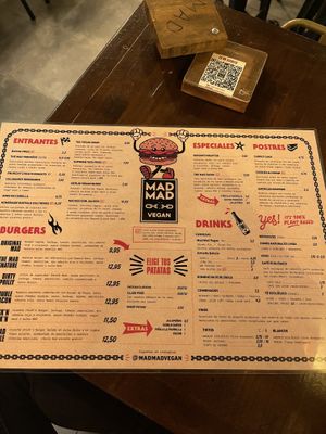 La carta   at Mad Mad Vegan - Chueca in Madrid