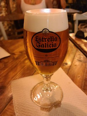 Estrella Galicia beer at Mad Mad Vegan - Chueca in Madrid