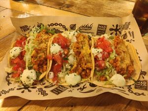 Tacos chingones (highly recommend!) at Mad Mad Vegan - Chueca in Madrid