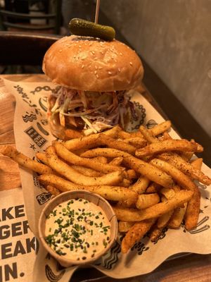 Nashville burger - messy but worth it!   at Mad Mad Vegan - Chueca in Madrid