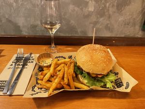 Burger ( the bacon one I think )  at Mad Mad Vegan - Chueca in Madrid