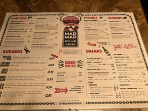 Menu  at Mad Mad Vegan - Chueca in Madrid