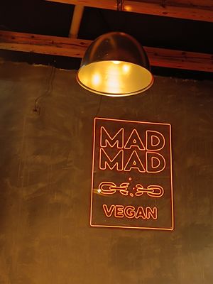 Cartel at Mad Mad Vegan - Chueca in Madrid