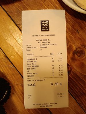 Cuenta at Mad Mad Vegan - Chueca in Madrid