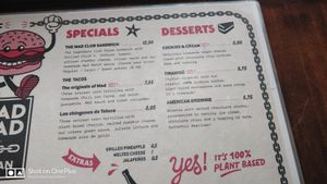 Specials and desserts (English) at Mad Mad Vegan - Chueca in Madrid