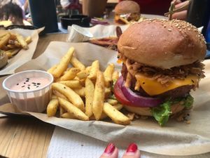 Beyond meat burger at Mad Mad Vegan - Chueca in Madrid