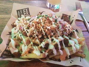 Loaded yaya fries at Mad Mad Vegan - Chueca in Madrid