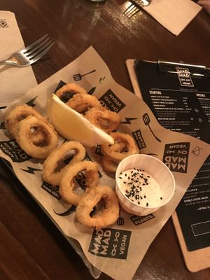 Crispy fried calamari (vegan) at Mad Mad Vegan - Chueca in Madrid