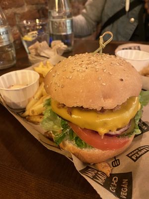 The burger tasted great, and was pretty filling!  at Mad Mad Vegan - Chueca in Madrid
