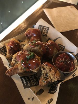 Cauliflower wings, so tasty! at Mad Mad Vegan - Chueca in Madrid