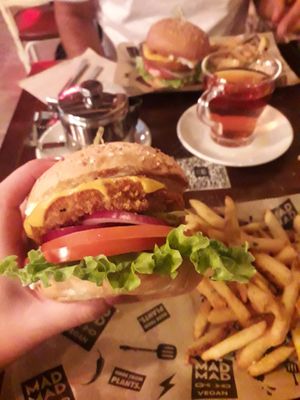 Filling burger at Mad Mad Vegan - Chueca in Madrid