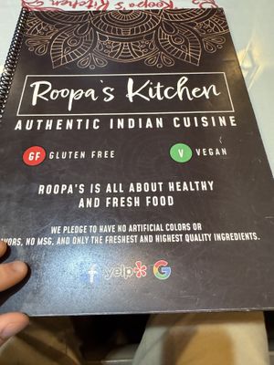 Menu  at Roopa's Kitchen in Temple