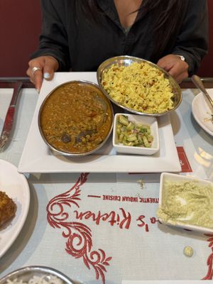 Moong sprouts (with lemon rice)   at Roopa's Kitchen in Temple