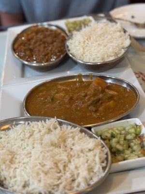 Veg korma, Chana masala  at Roopa's Kitchen in Temple