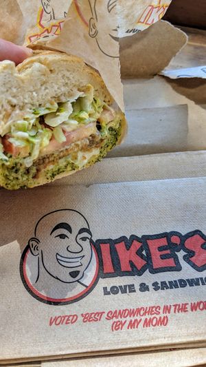 The Steve Jobs Sandwich (yummy pesto) at Ike's in San Luis Obispo