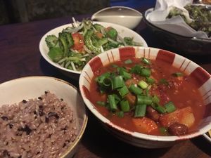 Sweet potato and red bean stew  at Omeguri-an in Seiyo