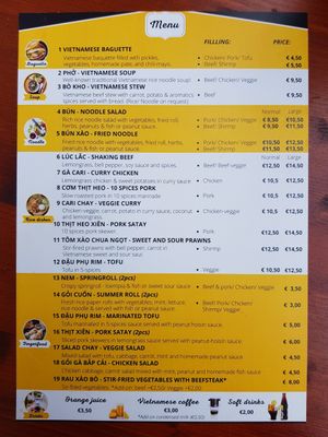 Menu at LaCa Vietnamese Cuisine & Bar in Groningen