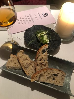 Bread and whipped vegan butter at Cookies Cream in Berlin