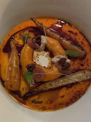 Carrot soup   at Cookies Cream in Berlin