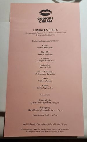 Menu - Fall & Winter 2025/26 at Cookies Cream in Berlin