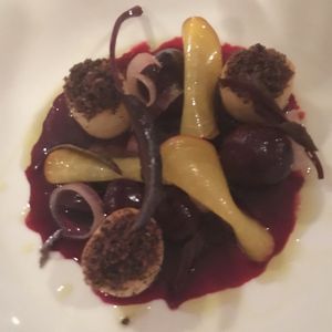 Roasted beetroot with gnocchi! at Cookies Cream in Berlin