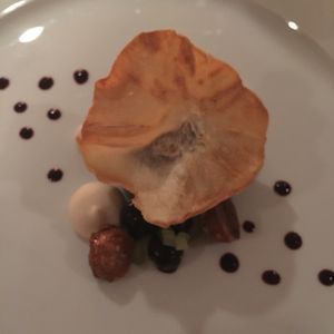 Yummy blueberry & celery dessert - awesome!! at Cookies Cream in Berlin