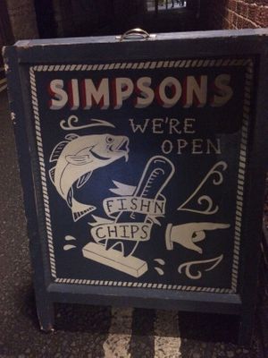 Outside sign at Simpsons in Stroud