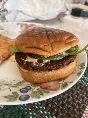 Farmer’s market burger  at Savory Leaf Cafe in Trenton