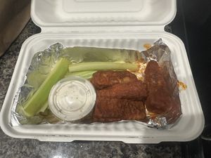 Vegan buffalo wings   at Savory Leaf Cafe in Trenton