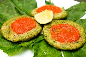 Tortitas de chaya at Casa Savia Vegana in Merida