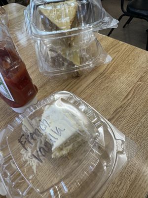 French vanilla and banana foster cakes 🍰   at Jordan's Girls Gourmet Dawgs in Columbus