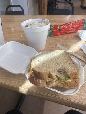 Vegan Gumbo & Vegan Chic'n Salad Sandwich   at Jordan's Girls Gourmet Dawgs in Columbus