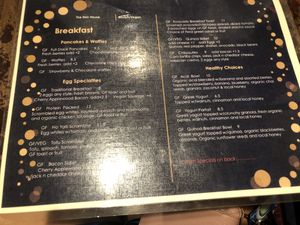 Vegan and gluten free menu at The Hen House in Wheaton