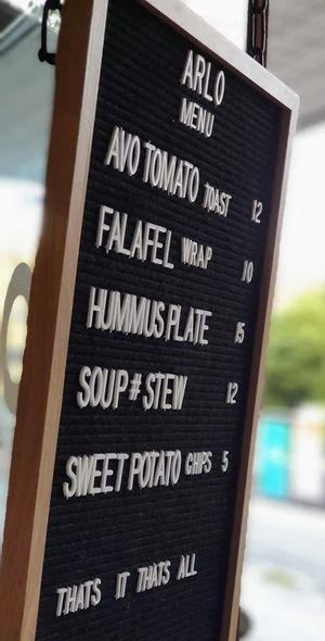 Menu  at Arlo in Brighton