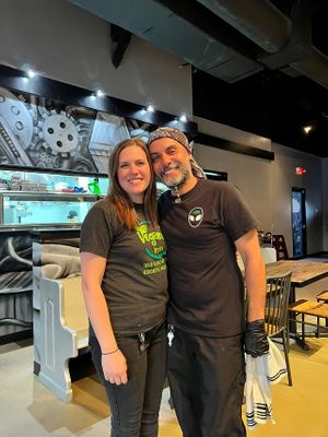 Jamie and Roozi. Husband and wife owners! Love these people!  at Pythagoras Conscious Food Philosophy in Houston