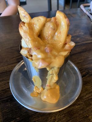 Loaded fries, minus the sour cream and green onions  at Pythagoras Conscious Food Philosophy in Houston