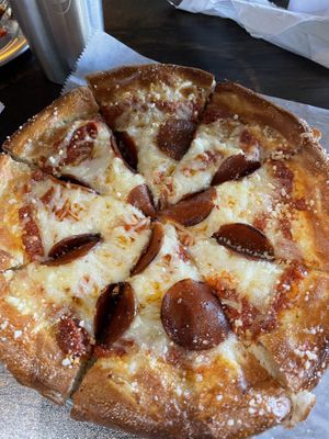 Classic pepperoni   at Pythagoras Conscious Food Philosophy in Houston