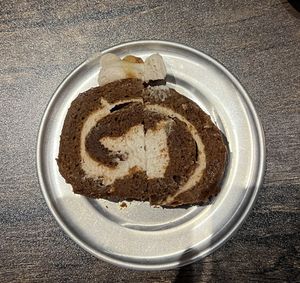 Mmmm pumpkin roll cake. So good!   at Pythagoras Conscious Food Philosophy in Houston