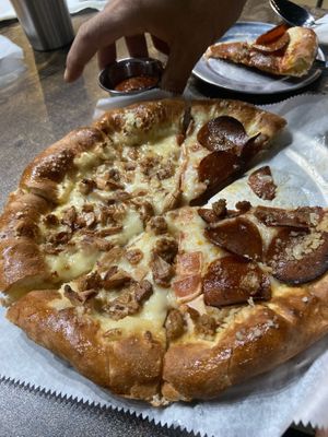 Annoying vegan stuffed crust  at Pythagoras Conscious Food Philosophy in Houston