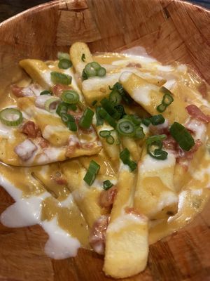 Cheesy fries were ok    at Pythagoras Conscious Food Philosophy in Houston