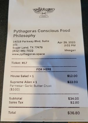  at Pythagoras Conscious Food Philosophy in Houston